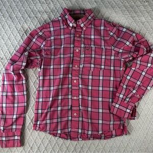 Hollister Men’s Pink Plaid Button Down Shirt Size L Long Sleeve Cotton Casual